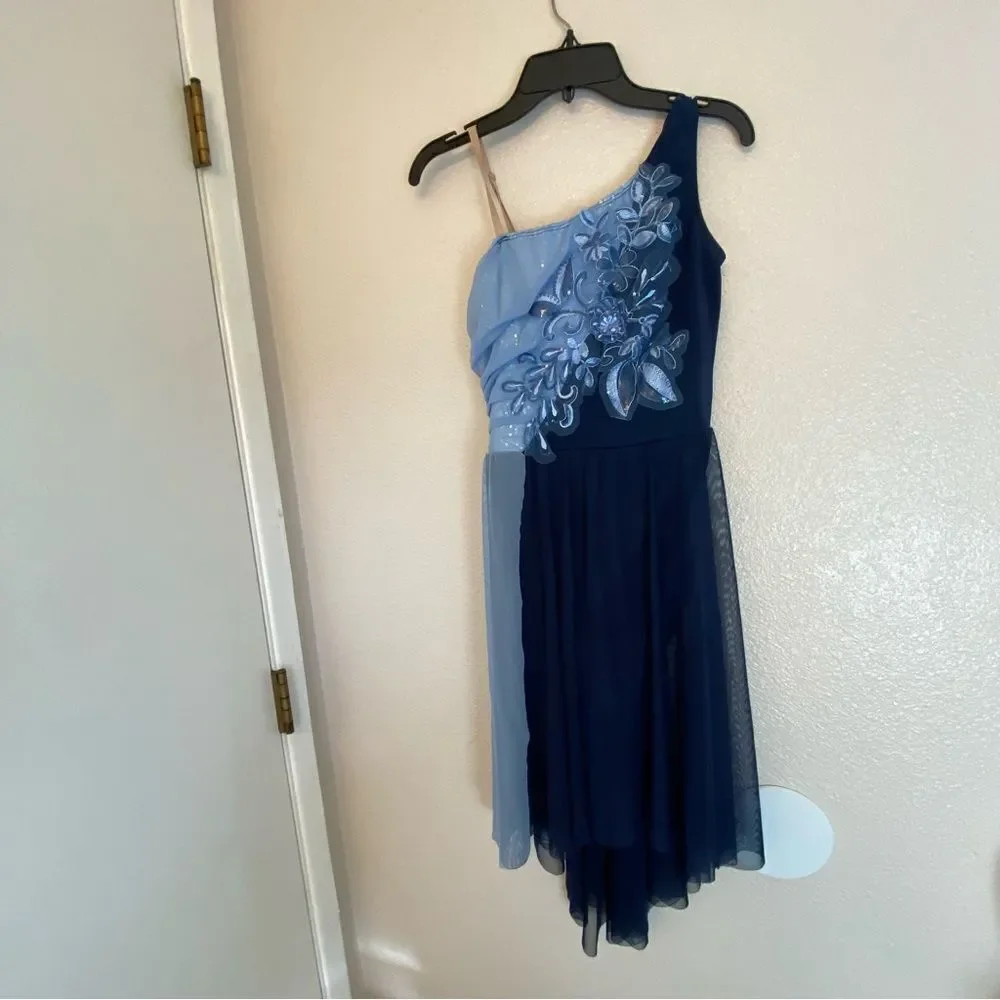 Revolution Dance Costume blue lyrical winter mesh MEMORIES RC23918 MA adult